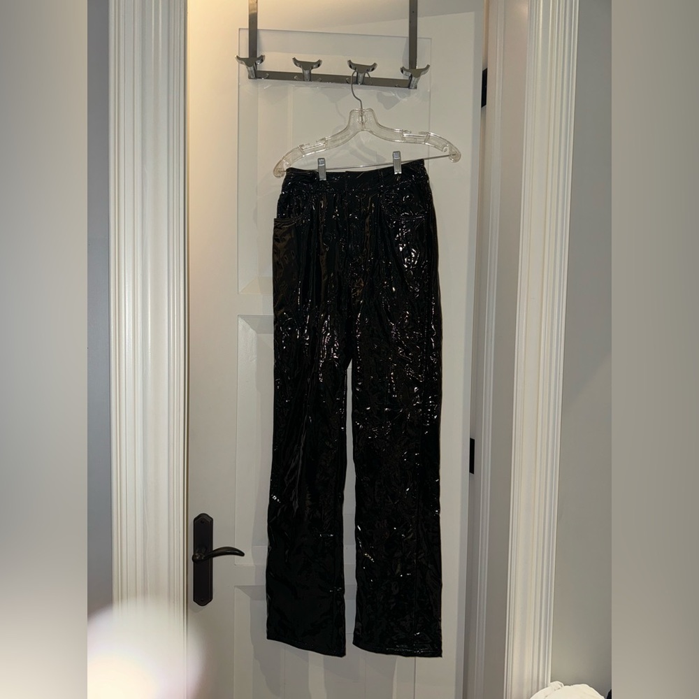 Oh Polly Shiny Black Pants